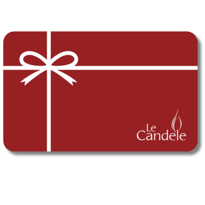 Rote Geschenkkarte mit Schleife und Logo