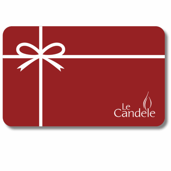 Rote Geschenkkarte mit Schleife und Logo