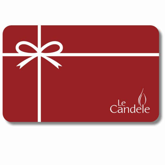 Rote Geschenkkarte mit Schleife und Logo